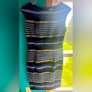 Calvin Klein Blue Sheath Dress Sleeveless Bateau